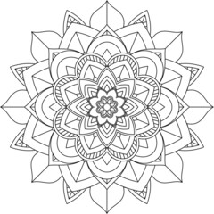 Easy Mandala coloring book simple and basic for beginners, seniors and children. Set of Mehndi flower pattern for Henna drawing and tattoo. Decoration in ethnic oriental, Indian style.