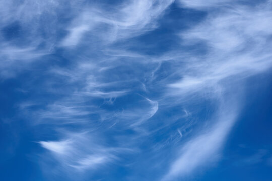 Cirrus clouds in the blue sky,beautiful Cirrus uncinus in the blue summer sky