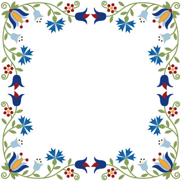 frame of flowers Kashubian floral pattern folk art design border Polish Poland