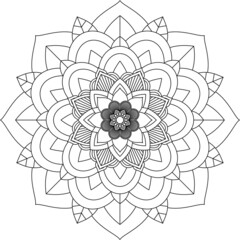 Easy Mandala coloring book simple and basic for beginners, seniors and children. Set of Mehndi flower pattern for Henna drawing and tattoo. Decoration in ethnic oriental, Indian style.