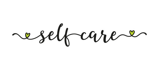 Hand sketched SELF CARE quote as banner. Lettering for poster, label, sticker, flyer, header, card, advertisement, announcement..