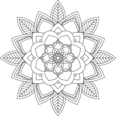 Easy Mandala coloring book simple and basic for beginners, seniors and children. Set of Mehndi flower pattern for Henna drawing and tattoo. Decoration in ethnic oriental, Indian style.