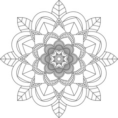 Easy Mandala coloring book simple and basic for beginners, seniors and children. Set of Mehndi flower pattern for Henna drawing and tattoo. Decoration in ethnic oriental, Indian style.