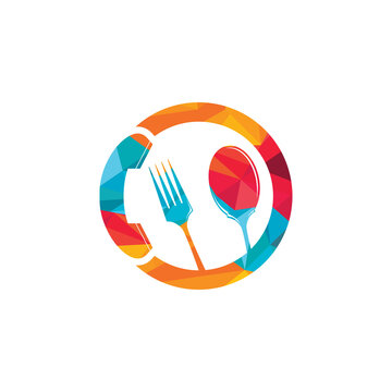 Call food vector logo design. Food delivery service logo concept.