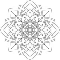 Easy Mandala coloring book simple and basic for beginners, seniors and children. Set of Mehndi flower pattern for Henna drawing and tattoo. Decoration in ethnic oriental, Indian style.