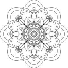 Easy Mandala coloring book simple and basic for beginners, seniors and children. Set of Mehndi flower pattern for Henna drawing and tattoo. Decoration in ethnic oriental, Indian style.