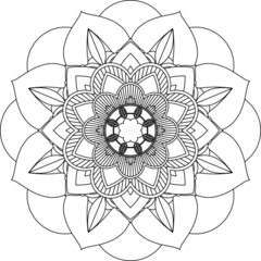 Easy Mandala coloring book simple and basic for beginners, seniors and children. Set of Mehndi flower pattern for Henna drawing and tattoo. Decoration in ethnic oriental, Indian style.