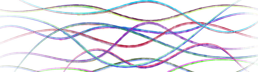 Abstract background of wavy intertwining colored lines on white