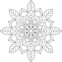Easy Mandala coloring book simple and basic for beginners, seniors and children. Set of Mehndi flower pattern for Henna drawing and tattoo. Decoration in ethnic oriental, Indian style.