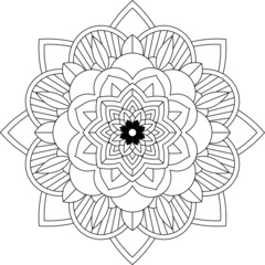 Easy Mandala coloring book simple and basic for beginners, seniors and children. Set of Mehndi flower pattern for Henna drawing and tattoo. Decoration in ethnic oriental, Indian style.