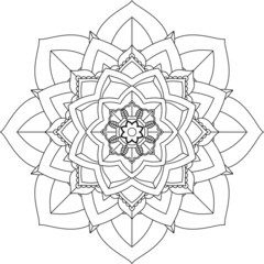 Fototapeta premium Easy Mandala coloring book simple and basic for beginners, seniors and children. Set of Mehndi flower pattern for Henna drawing and tattoo. Decoration in ethnic oriental, Indian style.