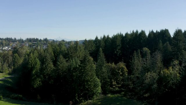 View of Mt. Hood from VFW Veteran Memorial at Willamette National Cemetery in Portland Oregon
