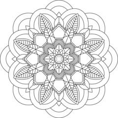 Easy Mandala coloring book simple and basic for beginners, seniors and children. Set of Mehndi flower pattern for Henna drawing and tattoo. Decoration in ethnic oriental, Indian style.