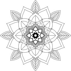 Easy Mandala coloring book simple and basic for beginners, seniors and children. Set of Mehndi flower pattern for Henna drawing and tattoo. Decoration in ethnic oriental, Indian style.