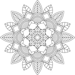 Easy Mandala coloring book simple and basic for beginners, seniors and children. Set of Mehndi flower pattern for Henna drawing and tattoo. Decoration in ethnic oriental, Indian style.