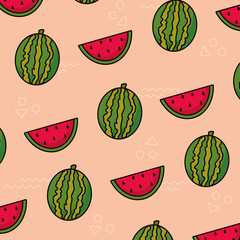 pattern with watermelon fruit, colorful design