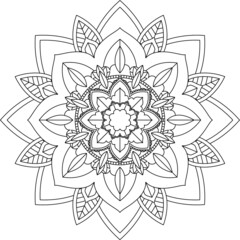 Easy Mandala coloring book simple and basic for beginners, seniors and children. Set of Mehndi flower pattern for Henna drawing and tattoo. Decoration in ethnic oriental, Indian style.