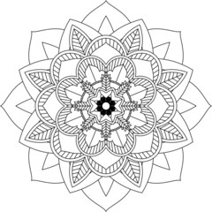 Easy Mandala coloring book simple and basic for beginners, seniors and children. Set of Mehndi flower pattern for Henna drawing and tattoo. Decoration in ethnic oriental, Indian style.