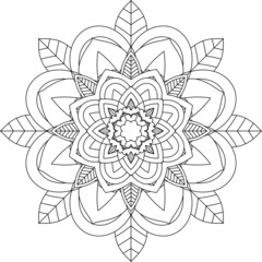 Easy Mandala coloring book simple and basic for beginners, seniors and children. Set of Mehndi flower pattern for Henna drawing and tattoo. Decoration in ethnic oriental, Indian style.