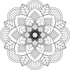 Easy Mandala coloring book simple and basic for beginners, seniors and children. Set of Mehndi flower pattern for Henna drawing and tattoo. Decoration in ethnic oriental, Indian style.