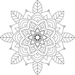 Easy Mandala coloring book simple and basic for beginners, seniors and children. Set of Mehndi flower pattern for Henna drawing and tattoo. Decoration in ethnic oriental, Indian style.