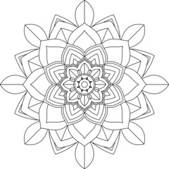 Easy Mandala coloring book simple and basic for beginners, seniors and children. Set of Mehndi flower pattern for Henna drawing and tattoo. Decoration in ethnic oriental, Indian style.
