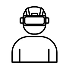 man with rv mask line style icon