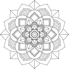 Easy Mandala coloring book simple and basic for beginners, seniors and children. Set of Mehndi flower pattern for Henna drawing and tattoo. Decoration in ethnic oriental, Indian style.