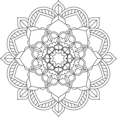 Easy Mandala coloring book simple and basic for beginners, seniors and children. Set of Mehndi flower pattern for Henna drawing and tattoo. Decoration in ethnic oriental, Indian style.