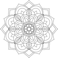 Easy Mandala coloring book simple and basic for beginners, seniors and children. Set of Mehndi flower pattern for Henna drawing and tattoo. Decoration in ethnic oriental, Indian style.