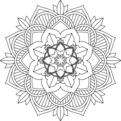 Easy Mandala coloring book simple and basic for beginners, seniors and children. Set of Mehndi flower pattern for Henna drawing and tattoo. Decoration in ethnic oriental, Indian style.