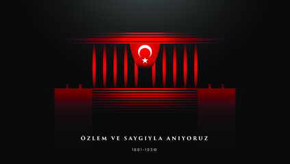 Turkish republic founder Mustafa Kemal Ataturk’s Death Day anniversary. November 10, Memorial day of Ataturk. Vector design template.