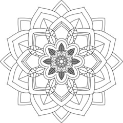 Easy Mandala coloring book simple and basic for beginners, seniors and children. Set of Mehndi flower pattern for Henna drawing and tattoo. Decoration in ethnic oriental, Indian style.