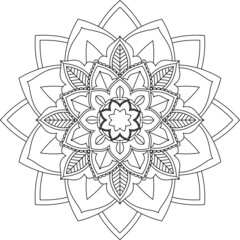 Easy Mandala coloring book simple and basic for beginners, seniors and children. Set of Mehndi flower pattern for Henna drawing and tattoo. Decoration in ethnic oriental, Indian style.