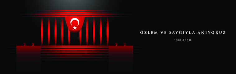 Turkish republic founder Mustafa Kemal Ataturk’s Death Day anniversary. November 10, Memorial day of Ataturk. Vector design template.