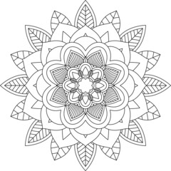 Easy Mandala coloring book simple and basic for beginners, seniors and children. Set of Mehndi flower pattern for Henna drawing and tattoo. Decoration in ethnic oriental, Indian style.