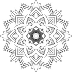 Easy Mandala coloring book simple and basic for beginners, seniors and children. Set of Mehndi flower pattern for Henna drawing and tattoo. Decoration in ethnic oriental, Indian style.