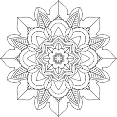 Easy Mandala coloring book simple and basic for beginners, seniors and children. Set of Mehndi flower pattern for Henna drawing and tattoo. Decoration in ethnic oriental, Indian style.