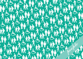 Seamless peoples icon wallpaper in blue color