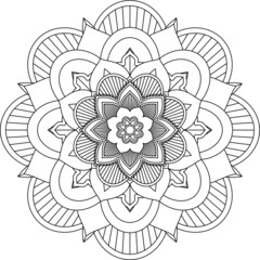 Easy Mandala coloring book simple and basic for beginners, seniors and children. Set of Mehndi flower pattern for Henna drawing and tattoo. Decoration in ethnic oriental, Indian style.