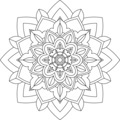 Easy Mandala coloring book simple and basic for beginners, seniors and children. Set of Mehndi flower pattern for Henna drawing and tattoo. Decoration in ethnic oriental, Indian style.