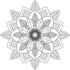 Easy Mandala coloring book simple and basic for beginners, seniors and children. Set of Mehndi flower pattern for Henna drawing and tattoo. Decoration in ethnic oriental, Indian style.