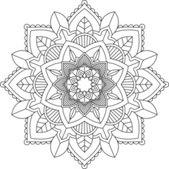 Easy Mandala coloring book simple and basic for beginners, seniors and children. Set of Mehndi flower pattern for Henna drawing and tattoo. Decoration in ethnic oriental, Indian style.