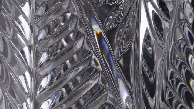Close up view of a glass vase rotating, abstract effect