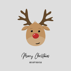 Christmas greeting card with reindeer. Vector