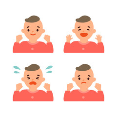 赤ちゃんの笑う、泣く表情イラストセット