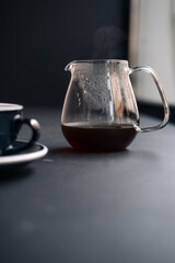 Alternative pour over specialty coffee on gray