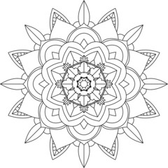 Easy Mandala coloring book simple and basic for beginners, seniors and children. Set of Mehndi flower pattern for Henna drawing and tattoo. Decoration in ethnic oriental, Indian style.