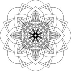 Easy Mandala coloring book simple and basic for beginners, seniors and children. Set of Mehndi flower pattern for Henna drawing and tattoo. Decoration in ethnic oriental, Indian style.