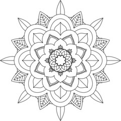 Easy Mandala coloring book simple and basic for beginners, seniors and children. Set of Mehndi flower pattern for Henna drawing and tattoo. Decoration in ethnic oriental, Indian style.